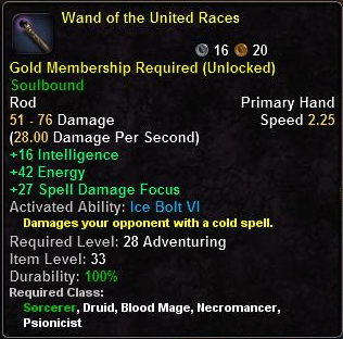 In-game tooltip for Wand of the United Races