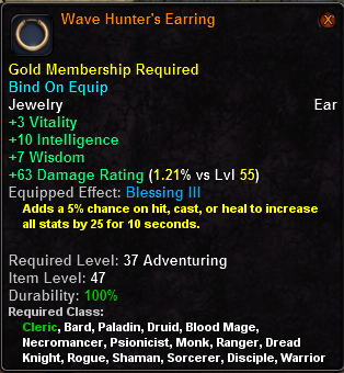 In-game tooltip for Wave Hunter's Earring