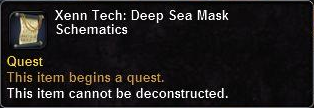 In-game tooltip for Xenn Tech: Deep Sea Mask Schematics