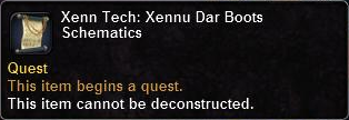 In-game tooltip for Xenn Tech: Xennu Dar Boots Schematics