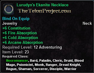 In-game tooltip for Lurudyn's Ekanite Necklace
