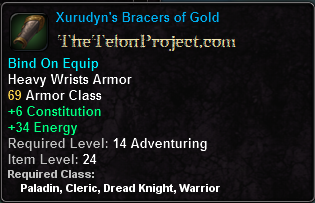 In-game tooltip for Xurudyn's Bracers of Gold