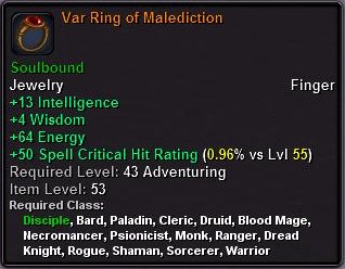In-game tooltip for Var Ring of Malediction