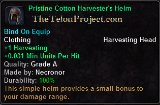 In-game tooltip for Pristine Cotton Harvester's Helm
