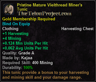 In-game tooltip for Pristine Mature Vielthread Miner's Tunic