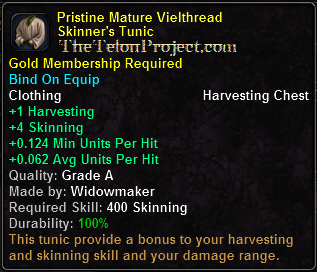 In-game tooltip for Pristine Mature Vielthread Skinner's Tunic