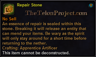 In-game tooltip for Repair Stone