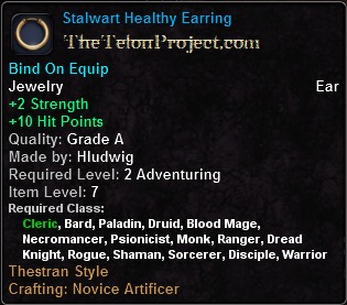 In-game tooltip for Stalwart Healthy Earring