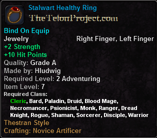 In-game tooltip for Stalwart Healthy Ring