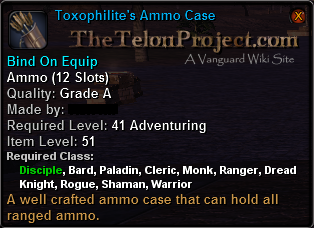 In-game tooltip for Toxophilite's Ammo Case