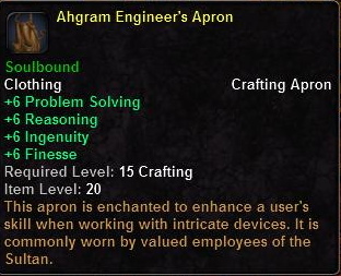 In-game tooltip for Ahgram Engineers Apron