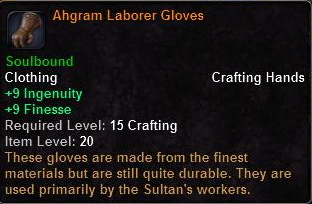 In-game tooltip for Ahgram Laborers Gloves