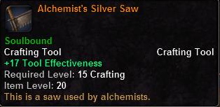 In-game tooltip for Alchemist's Silver Saw