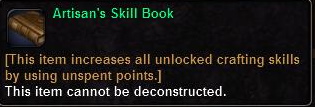In-game tooltip for Artisan's Skill Book