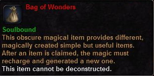 In-game tooltip for Bag of Wonders