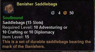 In-game tooltip for Banisher Saddlebags