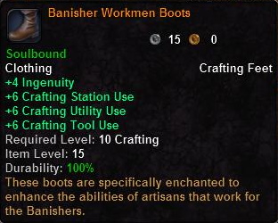 In-game tooltip for Banisher Workmen Boots