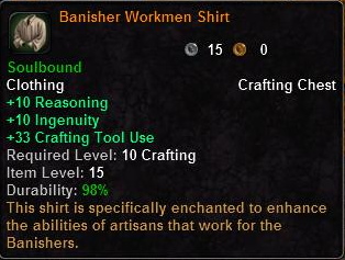 In-game tooltip for Banisher Workmen Shirt