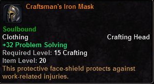In-game tooltip for Craftsman's Iron Mask