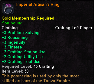 In-game tooltip for Imperial Artisan's Ring