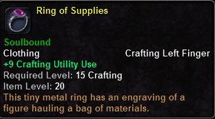 In-game tooltip for Ring of Supplies