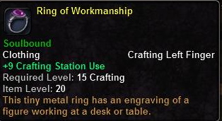 In-game tooltip for Ring of Workmanship
