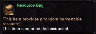 In-game tooltip for Resource Bag