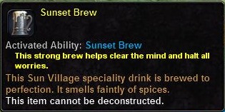In-game tooltip for Sunset Brew