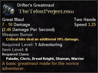 In-game tooltip for Drifter's Greatmaul