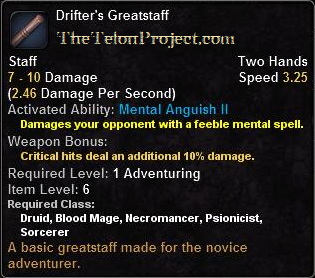 In-game tooltip for Drifter's Greatstaff