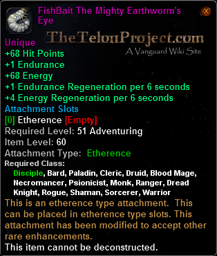 In-game tooltip for Fishbait the Mighty Earthworm's Eye
