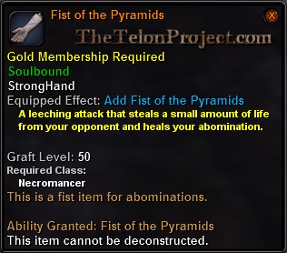 In-game tooltip for Fist of the Pyramids
