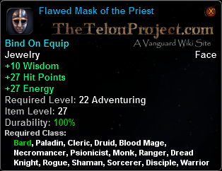 In-game tooltip for Flawed Mask of the Priest