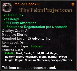 In-game tooltip for Imbued Chaos III