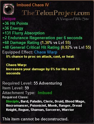 In-game tooltip for Imbued Chaos IV
