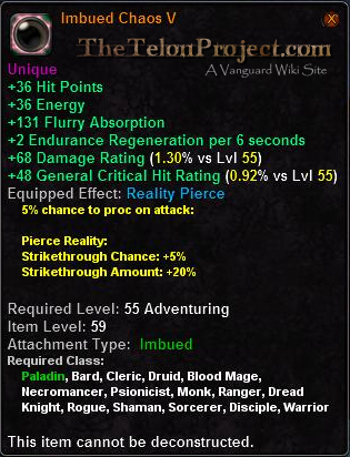 In-game tooltip for Imbued Chaos V