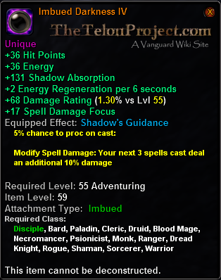 In-game tooltip for Imbued Darknes IV