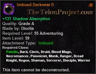 In-game tooltip for Imbued Darkness II