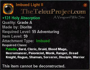 In-game tooltip for Imbued Light II