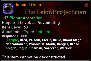 In-game tooltip for Imbued Order I