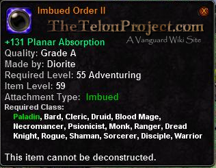 In-game tooltip for Imbued Order II