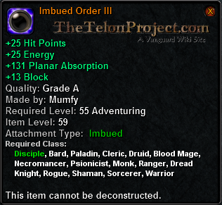 In-game tooltip for Imbued Order III