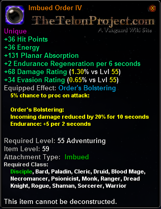 In-game tooltip for Imbued Order IV