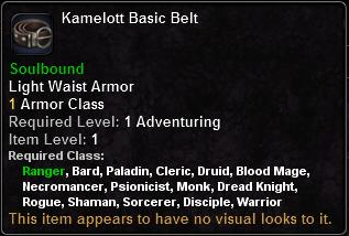 In-game tooltip for Kamelott Basic Belt