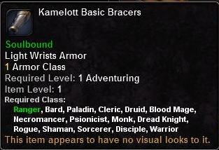 In-game tooltip for Kamelott Basic Bracers