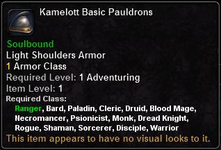 In-game tooltip for Kamelott Basic Pauldrons
