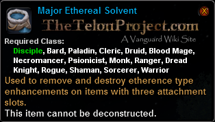 In-game tooltip for Major Ethereal Solvent