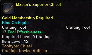 In-game tooltip for Master's Superior Chisel