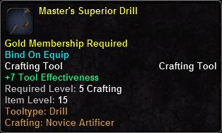 In-game tooltip for Master's Superior Drill