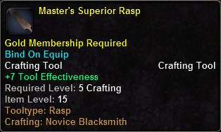 In-game tooltip for Master's Superior Rasp